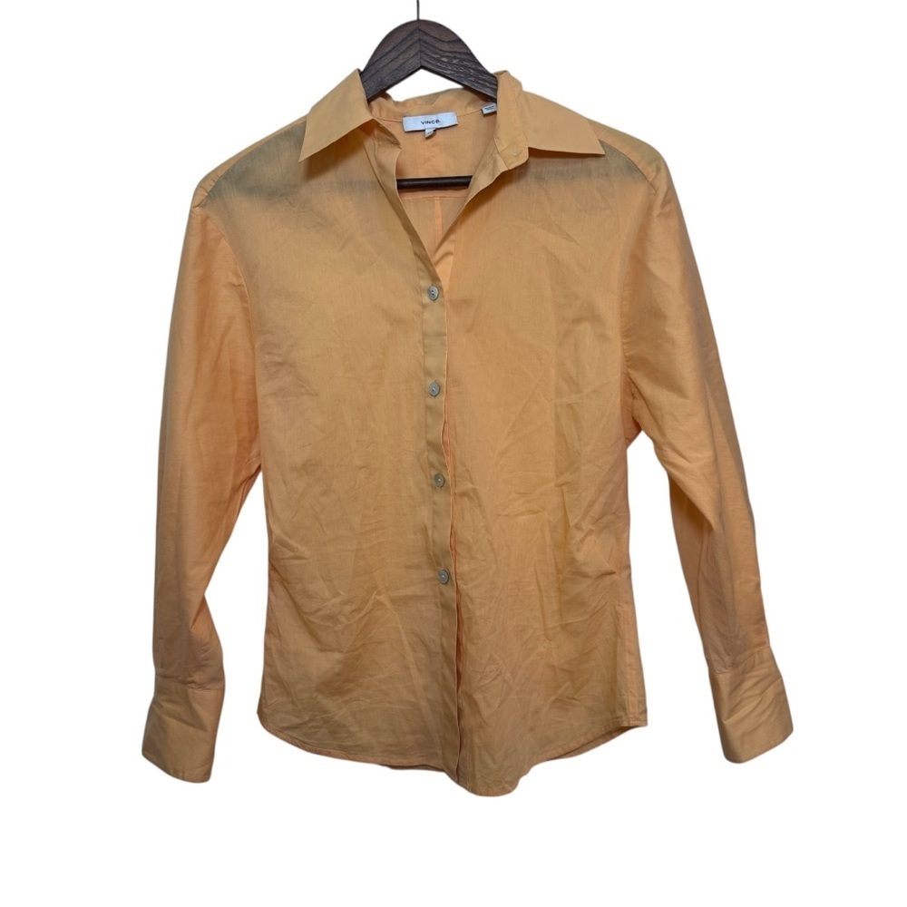Vince Tangelo Orange Sculpted Cotton Voile Button-Up Shirt Woman’s Size XXS